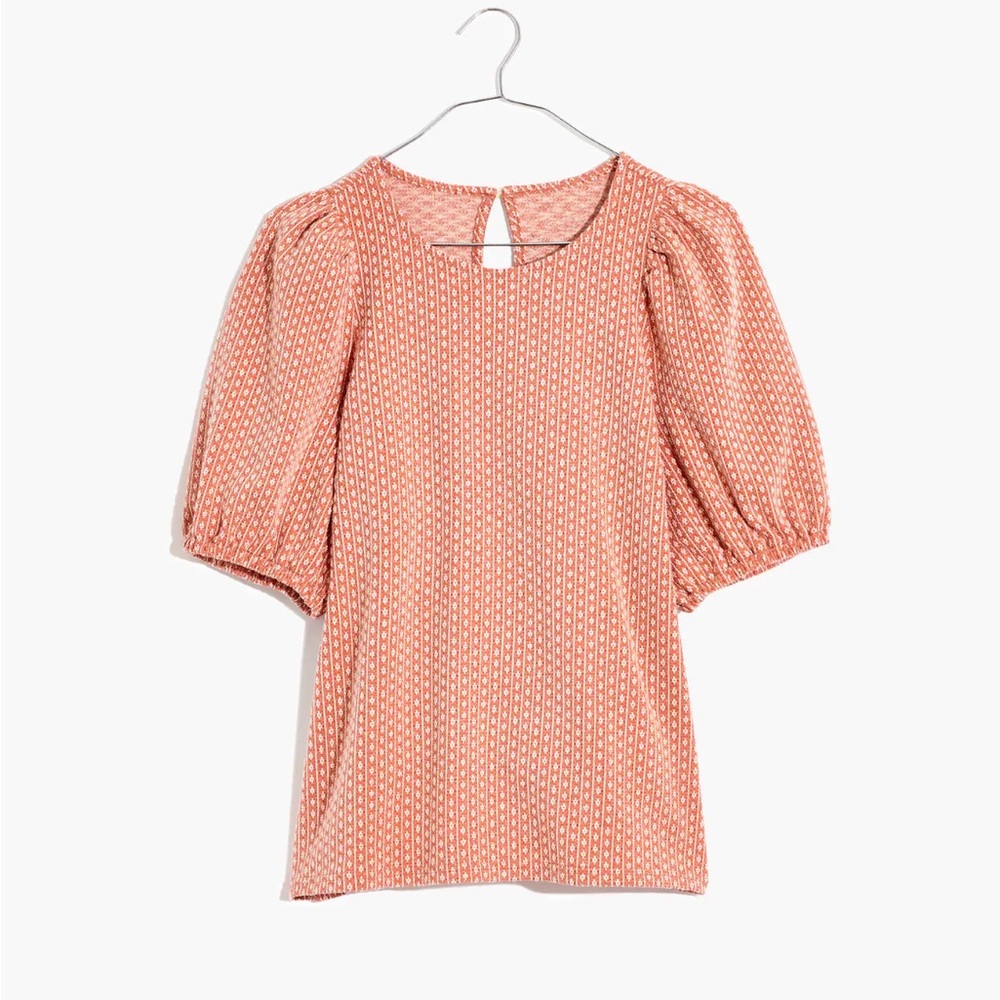 Madewell Floral Jacquard Puff Sleeve Top XS